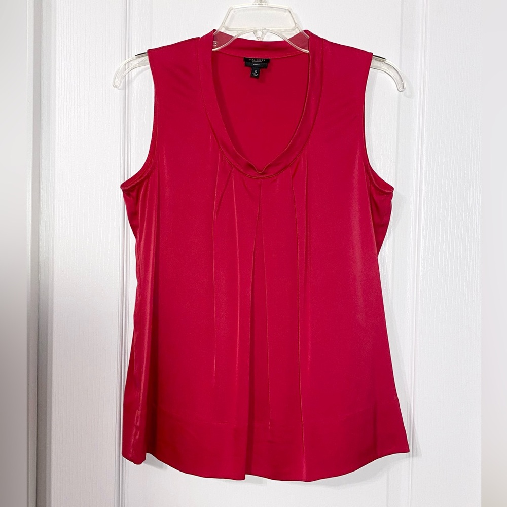 Y2K VTG Talbots SILK Draped Neck Sleeveless Blouse Dark Pink Size 10